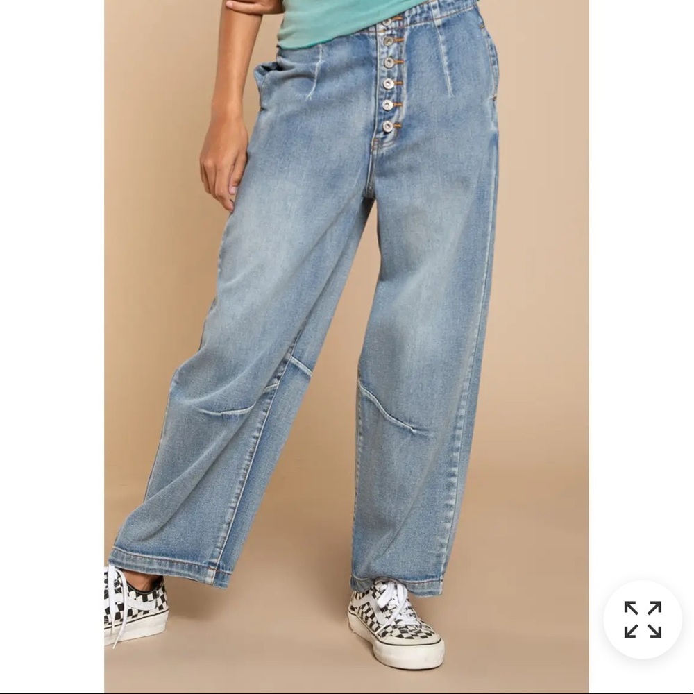 Denim Buttonfront Relaxed Fit Jeans
